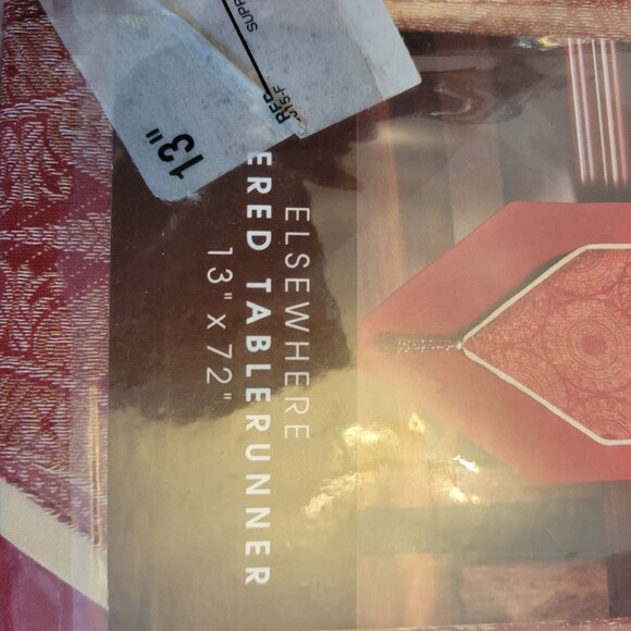 Chris Madden Elsewhere Red Table Runner 13" X 72" - Picture 5 of 5